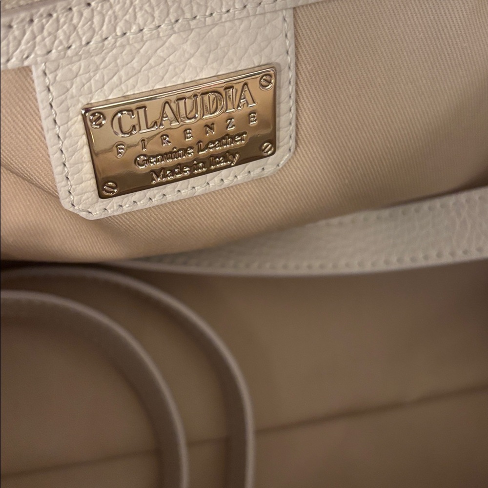 Claudia Firenze Off White Cream Leather XL Tote Bag - Picture 2 of 15